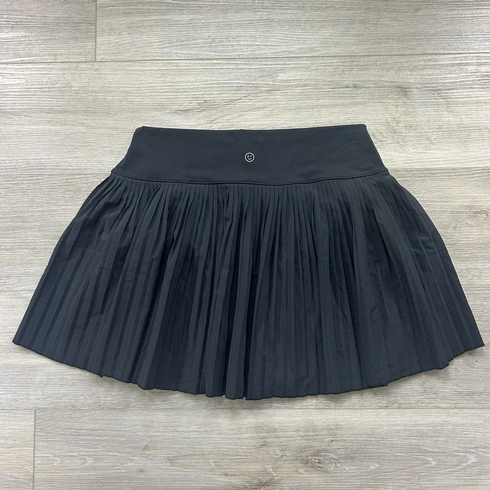 Gilly Hicks Large Black Pleated Athletic Skirt Built-In Shorts Stretch